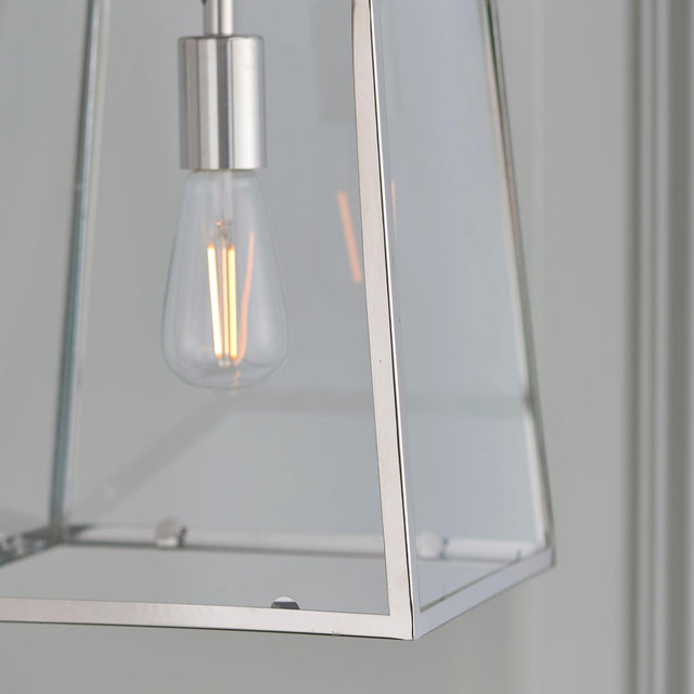 Endon Lighting - 76225 - Endon Lighting 76225 Hurst Indoor Pendant Light Bright nickel plate & clear glass Dimmable