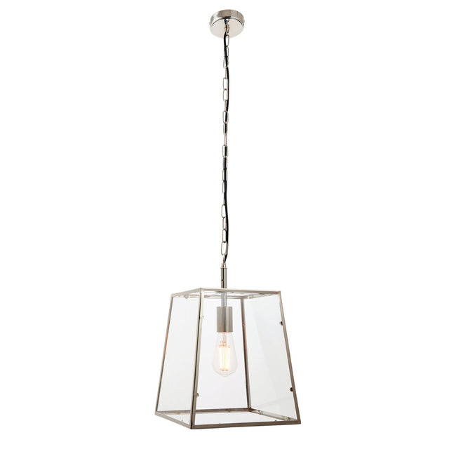 Endon Lighting - 76225 - Endon Lighting 76225 Hurst Indoor Pendant Light Bright nickel plate & clear glass Dimmable