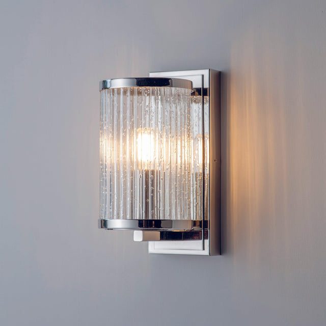 Endon Lighting - 76259 - Endon Lighting 76259 Easton Indoor Wall Light Bright nickel plate & ribbed bubble glass Dimmable