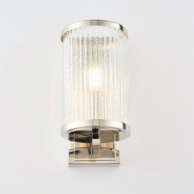 Endon Lighting - 76259 - Endon Lighting 76259 Easton Indoor Wall Light Bright nickel plate & ribbed bubble glass Dimmable