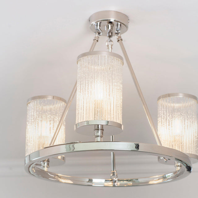 Endon Lighting - 76261 - Endon Lighting 76261 Easton Indoor Semi flush Light Bright nickel plate & ribbed bubble glass Dimmable