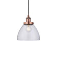 Endon Lighting - 76332 - Endon Lighting 76332 Hansen Indoor Pendant Light Aged copper plate & clear glass Dimmable