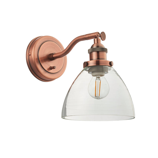 Endon Lighting - 76334 - Endon Lighting 76334 Hansen Indoor Wall Light Aged copper plate & clear glass Dimmable