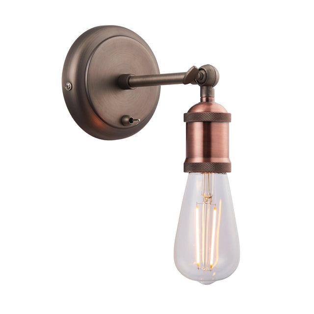 Endon Lighting - 76338 - Endon Lighting 76338 Hal Indoor Wall Light Aged pewter & aged copper plate Dimmable