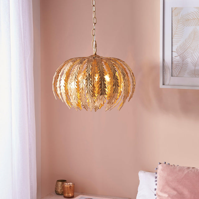 Endon Lighting - 76360 - Endon Lighting 76360 Delphine Indoor Pendant Light Gold leaf Dimmable