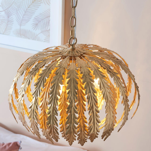 Endon Lighting - 76360 - Endon Lighting 76360 Delphine Indoor Pendant Light Gold leaf Dimmable