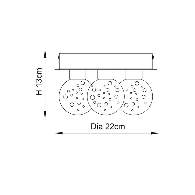 Endon Lighting - 76364 - Endon Lighting 76364 Versa Bathroom Flush Light Chrome plate & clear bubble acrylic Non-dimmable