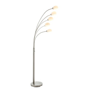 Endon Lighting - 76568 - Endon Lighting 76568 Jaspa Indoor Floor Lamps Satin nickel plate & white glass Dimmer included