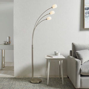 Endon Lighting - 76568 - Endon Lighting 76568 Jaspa Indoor Floor Lamps Satin nickel plate & white glass Dimmer included