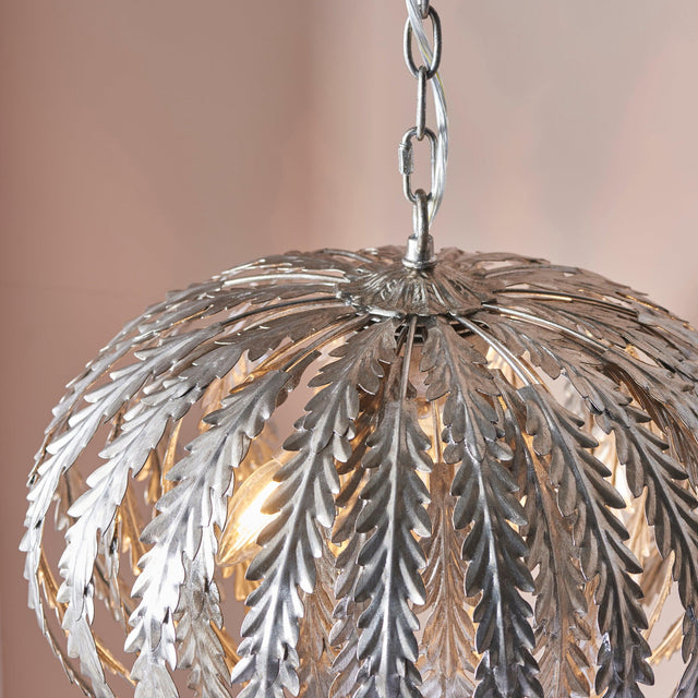 Endon Lighting - 76678 - Endon Lighting 76678 Delphine Indoor Pendant Light Silver leaf Dimmable