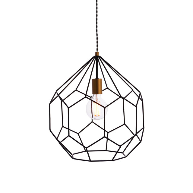 Endon Lighting - 76686 - Endon Lighting 76686 Deco Indoor Pendant Light Matt black & satin gold paint Dimmable