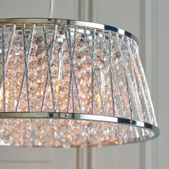 Endon Lighting - 76694 - Endon Lighting 76694 Sophia Indoor Pendant Light Chrome plate & clear crystal Dimmable