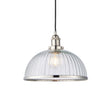 Endon Lighting - 76713 - Endon Lighting 76713 Hansen Indoor Pendant Light Bright nickel plate & clear ribbed glass Dimmable