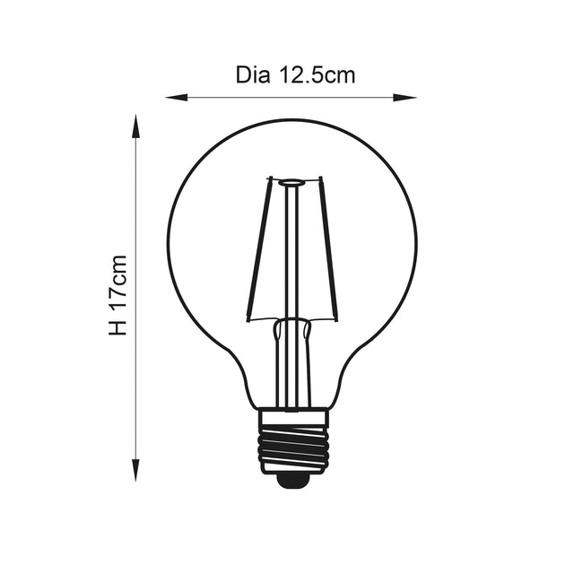 Endon Lighting - 77111 - Endon Lighting 77111 E27 LED filament globe Un-Zoned Accessories Amber glass Non-dimmable