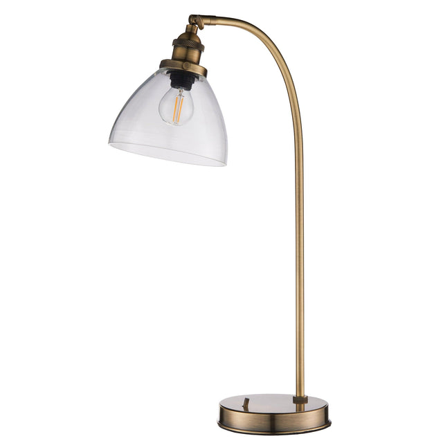 Endon Lighting - 77859 - Endon Lighting 77859 Hansen Indoor Table Lamps Antique brass plate & clear glass Non-dimmable