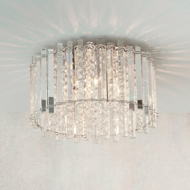 Endon Lighting - 78698 - Endon Lighting 78698 Hanna Indoor Flush Light Clear crystal glass & chrome plate Dimmable