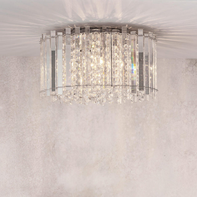 Endon Lighting - 78698 - Endon Lighting 78698 Hanna Indoor Flush Light Clear crystal glass & chrome plate Dimmable