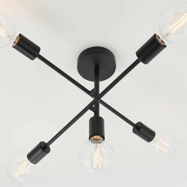 Endon Lighting - 79502 - Endon Lighting 79502 Studio Indoor Semi flush Light Matt black Dimmable