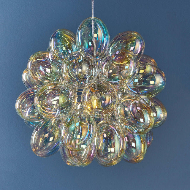 Endon Lighting - 80123 - Endon Lighting 80123 Infinity Indoor Pendant Light Chrome plate & iridescent glass Dimmable