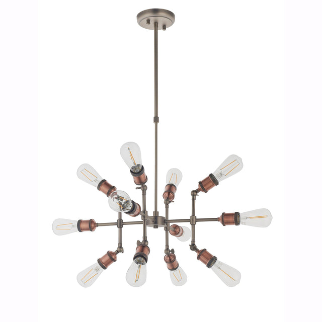 Endon Lighting - 81609 - Endon Lighting 81609 Hal Indoor Pendant Light Aged copper & aged pewter plate Dimmable