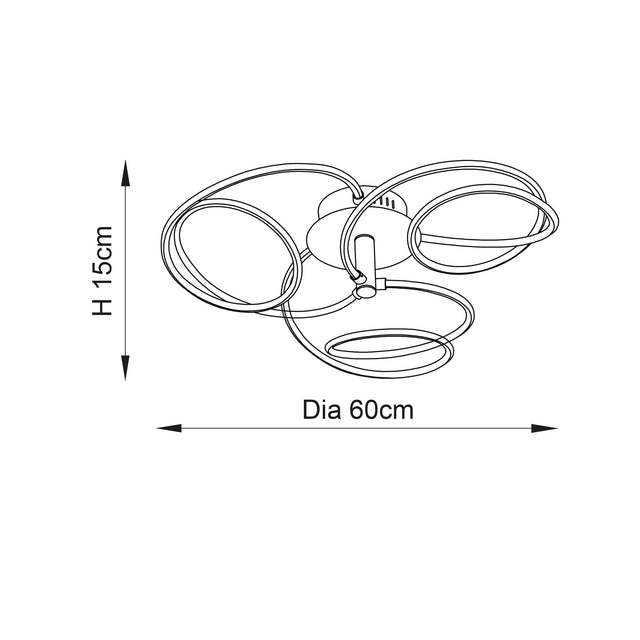 Endon Lighting - 81886 - Endon Lighting 81886 Eterne Indoor Semi flush Light Chrome plate & white silicone Dimmable