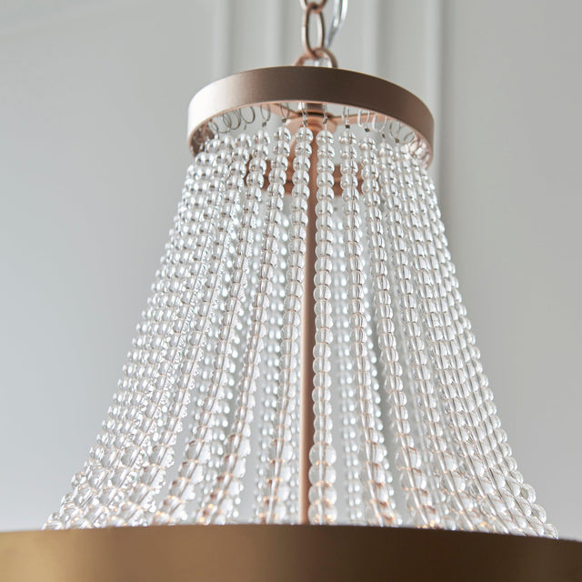 Endon Lighting - 81913 - Endon Lighting 81913 Celine Indoor Pendant Light Rose gold paint & clear glass Dimmable