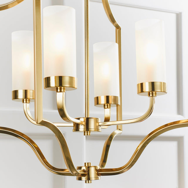 Endon Lighting - 81914 - Endon Lighting 81914 Edrea Indoor Pendant Light Satin brass plate & frosted glass Dimmable