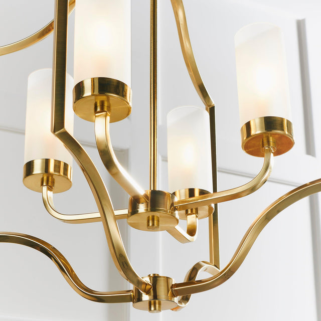 Endon Lighting - 81914 - Endon Lighting 81914 Edrea Indoor Pendant Light Satin brass plate & frosted glass Dimmable