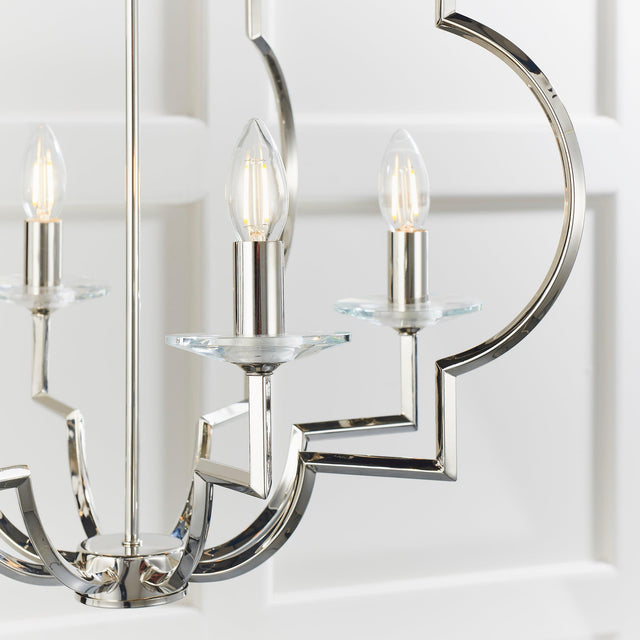 Endon Lighting - 81915 - Endon Lighting 81915 Garland Indoor Pendant Light Polished nickel plate & clear crystal Dimmable