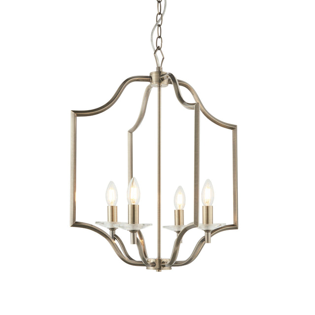 Endon Lighting - 81916 - Endon Lighting 81916 Lainey Indoor Pendant Light Antique brass plate & clear crystal Dimmable