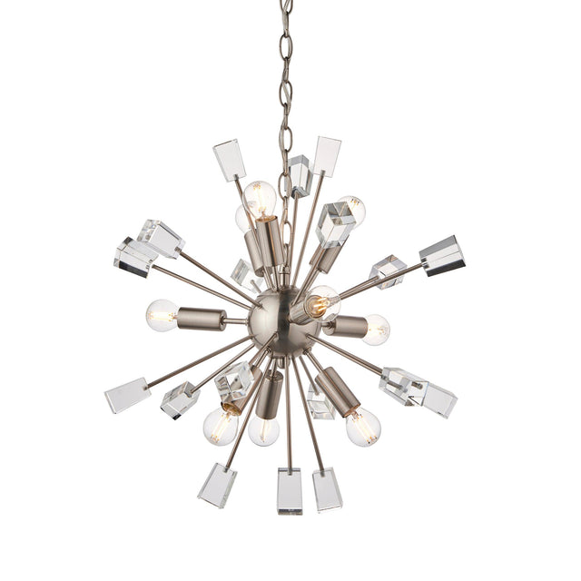 Endon Lighting - 81917 - Endon Lighting 81917 Miro Indoor Pendant Light Satin nickel plate & clear crystal Dimmable