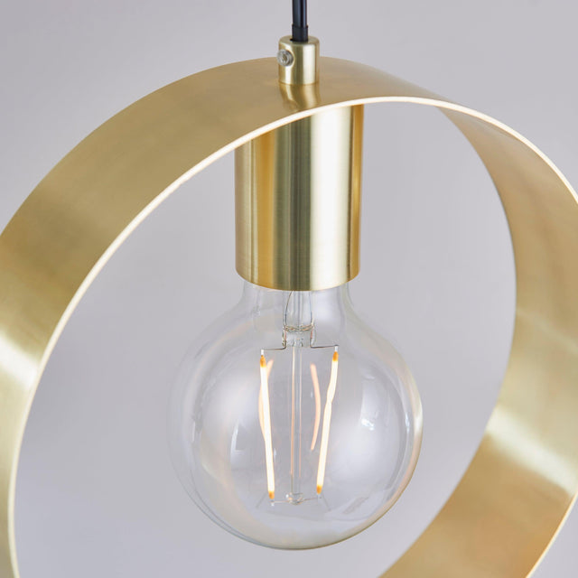 Endon Lighting - 81921 - Endon Lighting 81921 Hoop Indoor Pendant Light Brushed brass plate Dimmable