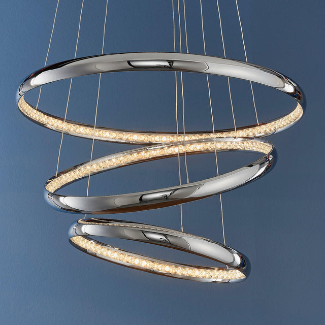 Endon Lighting - 90292 - Endon Lighting 90292 Ozias Indoor Pendant Light Chrome plate & clear crystal detail Dimmable