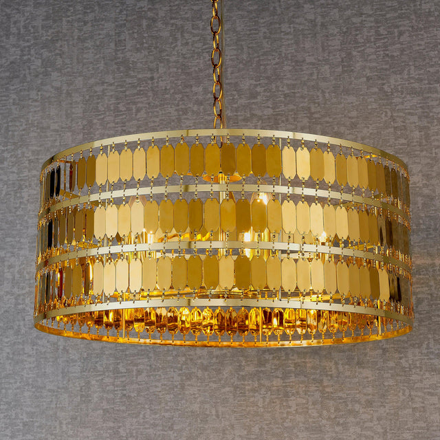 Endon Lighting - 90299 - Endon Lighting 90299 Eldora Indoor Pendant Light Gold effect plate Dimmable