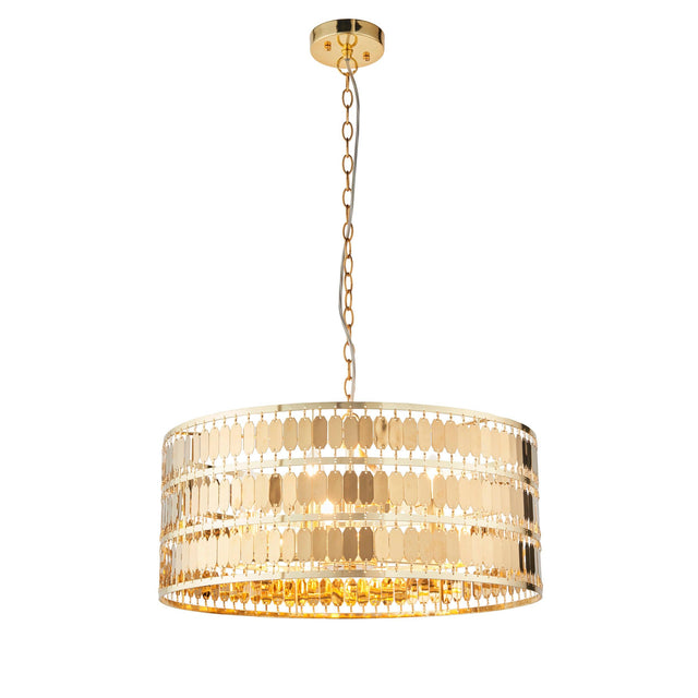 Endon Lighting - 90299 - Endon Lighting 90299 Eldora Indoor Pendant Light Gold effect plate Dimmable