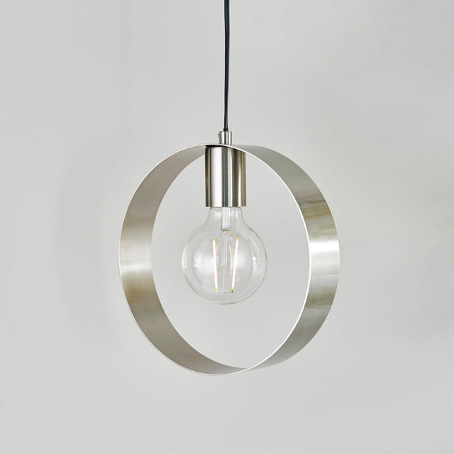 Endon Lighting - 90454 - Endon Lighting 90454 Hoop Indoor Pendant Light Brushed nickel plate Dimmable