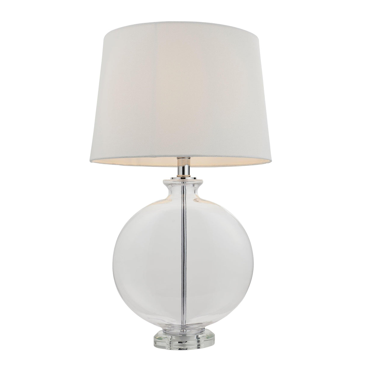 Endon Lighting - 90535 - Endon Lighting 90535 Gideon Indoor Table Lamps Clear glass, nickel plate & white linen fabric Non-dimmable