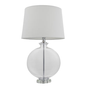 Endon Lighting - 90535 - Endon Lighting 90535 Gideon Indoor Table Lamps Clear glass, nickel plate & white linen fabric Non-dimmable