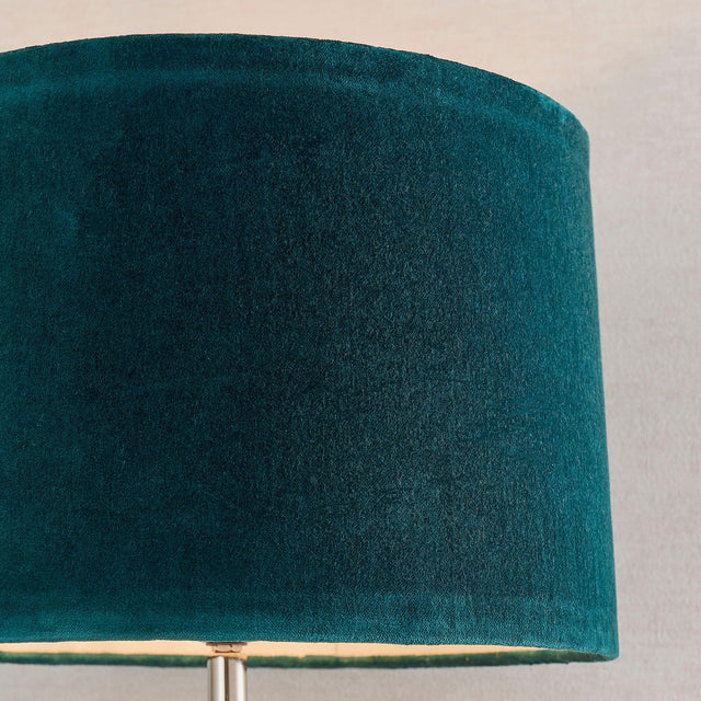 Endon Lighting - 90545 - Endon Lighting 90545 Winslet Indoor Table Lamps Clear hammered glass & bright nickel plate with teal velvet Non-dimmable