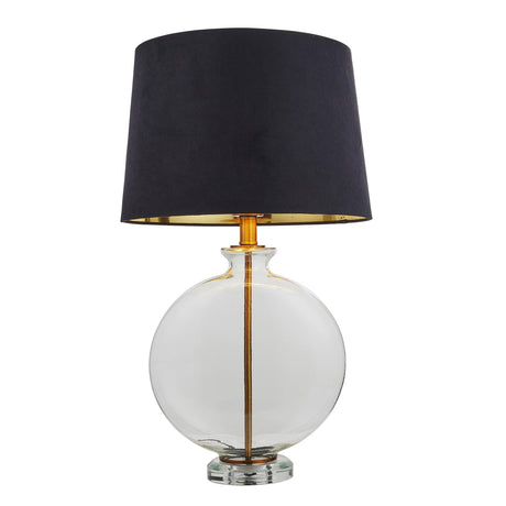 Endon Lighting - 90559 - Endon Lighting 90559 Gideon Indoor Table Lamps Clear glass, antique brass plate & black fabric Non-dimmable