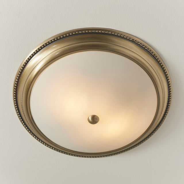 Endon Lighting - 91121 - Endon Lighting 91121 Atlas Indoor Flush Light Antique brass plate & frosted glass Dimmable