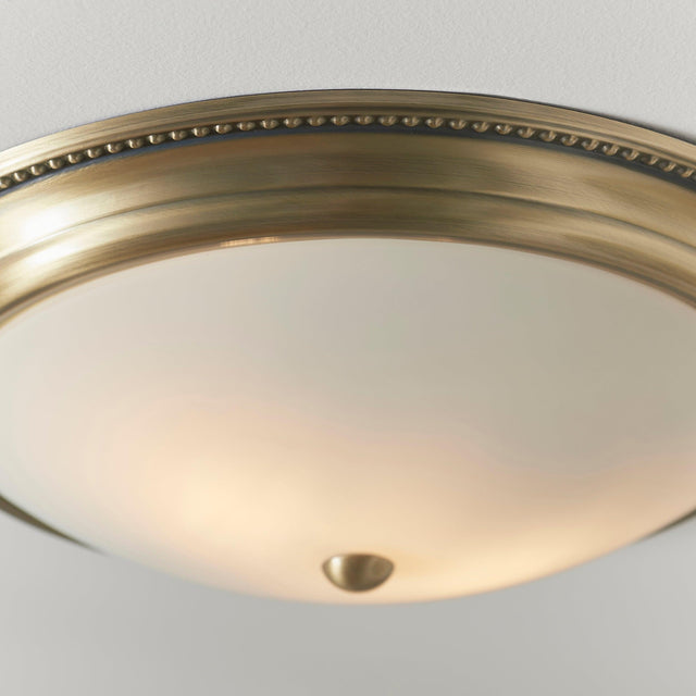 Endon Lighting - 91121 - Endon Lighting 91121 Atlas Indoor Flush Light Antique brass plate & frosted glass Dimmable