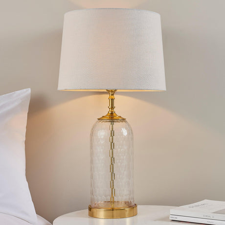 Endon Lighting - 91215 - Endon Lighting 91215 Wistow & Mia Indoor Table Lamps Solid brass, clear glass & natural linen Non-dimmable