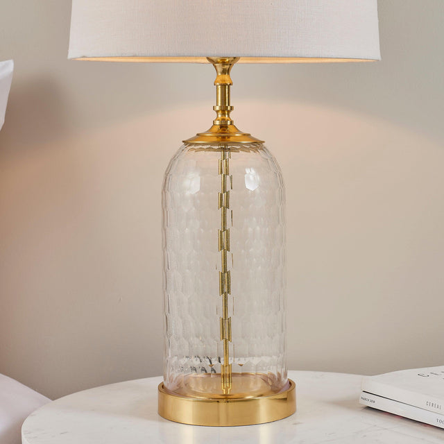 Endon Lighting - 91215 - Endon Lighting 91215 Wistow & Mia Indoor Table Lamps Solid brass, clear glass & natural linen Non-dimmable