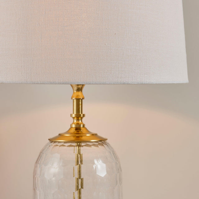 Endon Lighting - 91215 - Endon Lighting 91215 Wistow & Mia Indoor Table Lamps Solid brass, clear glass & natural linen Non-dimmable