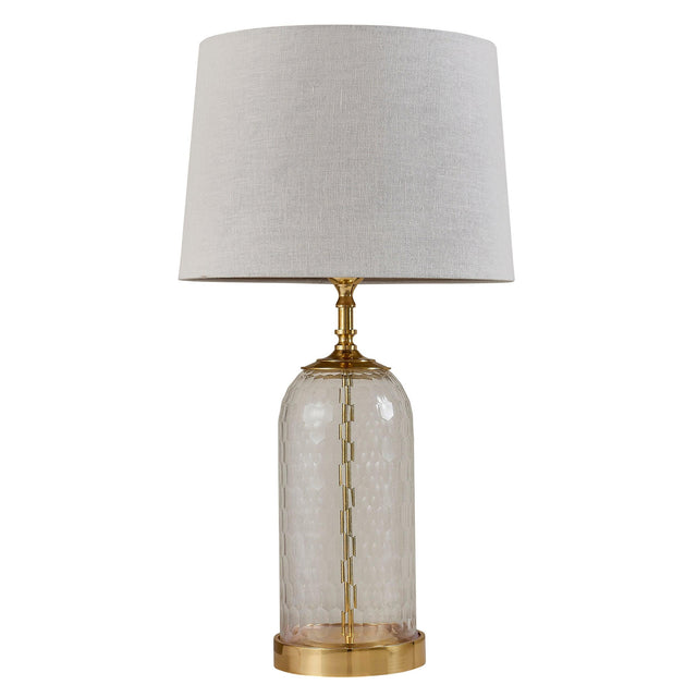 Endon Lighting - 91215 - Endon Lighting 91215 Wistow & Mia Indoor Table Lamps Solid brass, clear glass & natural linen Non-dimmable