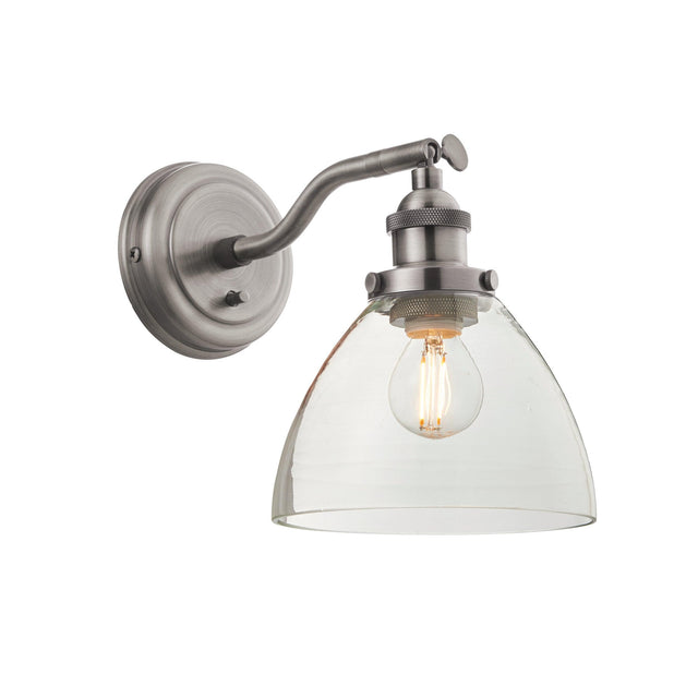 Endon Lighting - 91739 - Endon Lighting 91739 Hansen Indoor Wall Light Brushed silver paint & clear glass Dimmable