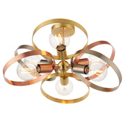 Endon Lighting - 91935 - Endon Lighting 91935 Hoop Indoor Semi flush Light Brushed brass, nickel & copper plate Dimmable