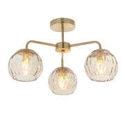 Endon Lighting - 91968 - Endon Lighting 91968 Dimple Indoor Semi flush Light Satin brass plate & champagne lustre glass Dimmable