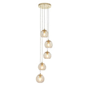 Endon Lighting - 91972 - Endon Lighting 91972 Dimple Indoor Pendant Light Satin brass plate & champagne lustre glass Dimmable